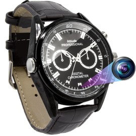 Takumi Brand TK-WAT-30 Wristwatch Camera (1080p / 32GB Built-in) Small Camera Voice Recorder (Infrared Night Vision/Motion Detection) Noir