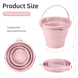 3L Foldable Bucket, 3L Folding Bucket, Cleaning Bucket, Foldable, Sandcastle Beach Bucket, Space-Saving, Foldable Water Bucket for Outdoor Fishing, Sandpit, Camping Bucket - Blue (Pink)