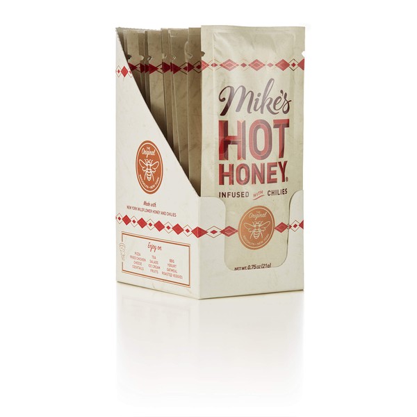 Mike’s Hot Honey 0.75 Oz Single Serve Packets (12 Packet Box), Honey With a Kick, Sweetness & Heat, 100% Pure Honey, Gluten-Free & Paleo