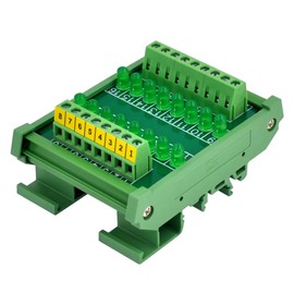 DIN Rail Mount 16 LEDs Indicator Light Module, Support 5~50VDC Common Positive/Negative (Green)
