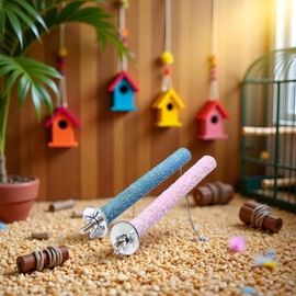 2 Pcs Bird Perch Stand Toy Wood Parrot Perch Stand Grinding Claw Sticks Sanded Surface Cage Toy for Parakeets Finches Parakeet Toys Birdcage Accessories