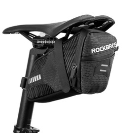 ROCKBROS Saddle Bag, Bicycle Bag, Road Bike, Frame Bag, Large Capacity, 3.9 gal (1.5 L), Includes Reflective Material, Tail Light, Strap Type, Waterproof Zipper, Easy Installation, Lightweight, Road