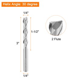 sourcing map Spiral Router Bit 1/4" Cut Dia 2 Flutes Up Cut End Mill Bits Milling Cutter for Wood Carving Engraving (1/4" Shank 1-1/2" Cut Length 3" Long 30 Degree Helix HRC44-46)