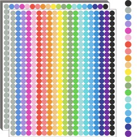 10000 PCS Small Dot Stickers 1/4" Round Color Coding Labels Circle Dot Stickers Label Sticker in 20 Colors for Office,Classroom