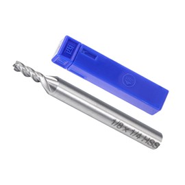 CoCud 4 Flute Spiral Milling Cutter, 1/8 Inch Diameter 12 mm Length, High Speed Steel Straight Cutter with Storage Box - (Applications: for Plywood, Hardwood, Plastic)