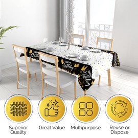 3 Pack Happy Birthday Tablecloth – Premium 54 X 108 Happy Birthday Decorations, Table Cover for Parties Decorations – Plastic Table Cloths for Parties Disposable
