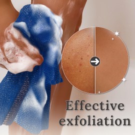 myHomeBody African Net Sponge, African Bath Sponge, Body Exfoliator Scrubber, Bath Washcloths, Exfoliating Net, Shower Back Scrubber, Set of 3, Dark Blue, Purple, Black