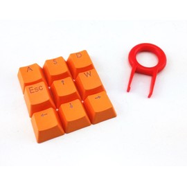 Honbay 9 Orange PBT Keys Backlit Translucent Keycaps for Mechanical Keyboard with Red Key Puller