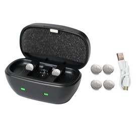 Wokyo Rechargeable Hearing Aid Batteries and Charger for 675 Hearing Aid Amplifiers Battery Charger with 4 Pack Button Rechargeable Batteries