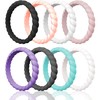 ThunderFit Thin Braided Silicone Wedding Bands for Women, Rubber Engagement