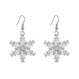 NAUZE 1 Pair Sterling Silver Snowflake Earrings Dangle Drop Earrings Stud Earrings for Christmas Xmas Party Winter