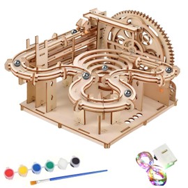 Hand Cranked Marble Run Wooden Model Kits, 3D Wooden Puzzles Adults Model Kits Assembly 3D Wooden Puzzle Mechanical Model Kits Mechanical Model Building Craft for Teens and Adults