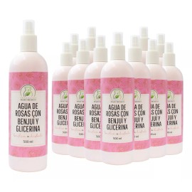 Productos Mart Mexico Agua De Rosas Con Benjuí & Glicerina (500ml) 12 Pack Momento De Aplicación Día/noche Tipo De Piel Todo Tipo De Piel