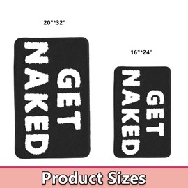 Firecos Get Naked Bath Mat, Doormat, Non-Slip Door Mat, Microfibre Bathroom Mat, Bathtub Shower Rug, Bath Rug for Bathroom Decoration (Black and White, 50 x 80 cm)