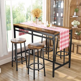 DKLGG Dinner Table Set for 4, Modern Kitchen Table and Chairs for 4 Wooden Top and Adjustable Metal Legs, Small Dining Room Table Set 5 Pieces Compact Design for Small Space
