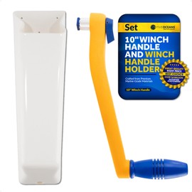 Five Oceans 10-Inch Floating Sailboat Winch Handle with Universal Lock-in Mechanism & Winch Handle Holder Pocket Set - Durable Marine-Grade Design in High-Visibility Orange/Blue - FO87-570