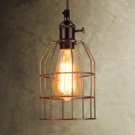 Cerdeco Retro Vintage Cage Shade Cage Pendant Light Antique Bronze Ceiling Light PSE Certified e26 Hanging Lighting PDT24