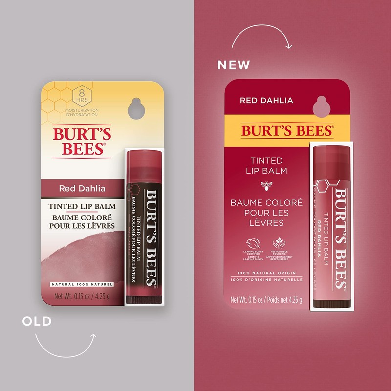 Burt's Bees Tinted Lip Balm Red Dahlia, 100% Natural Origin