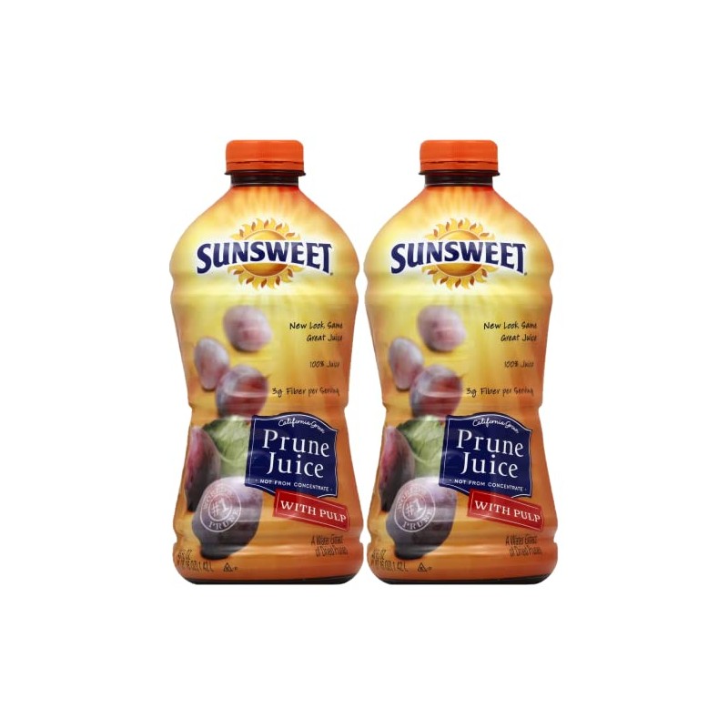 Sunsweet Prune Juice with Pulp, 48 Ounce, 2-Pack