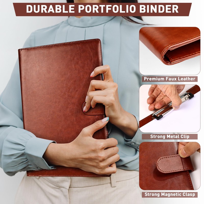 Clipboard Folder A4, Professional PU Leather Portfolio Folder, Legal Pad
