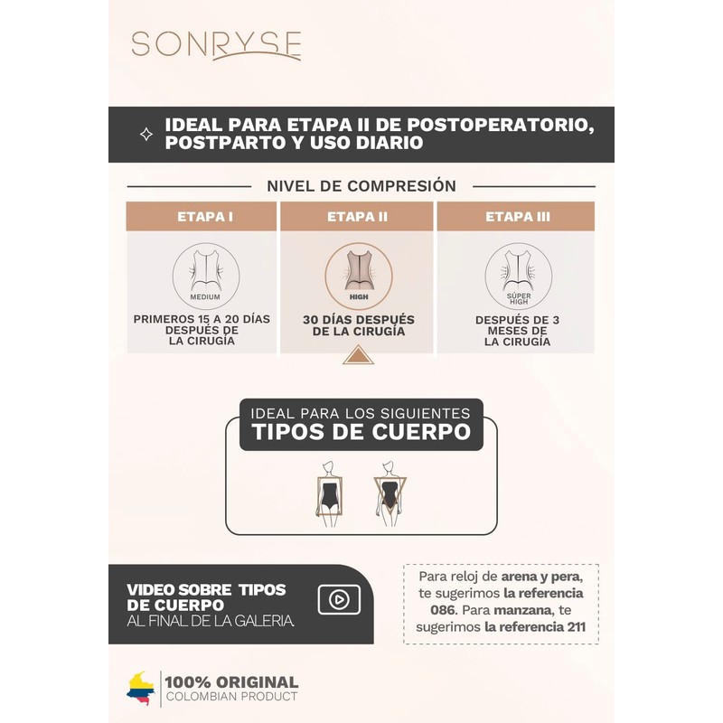 Sonryse 066 Fajas Colombianas Reductoras y Moldeadoras Postparto para Mujer