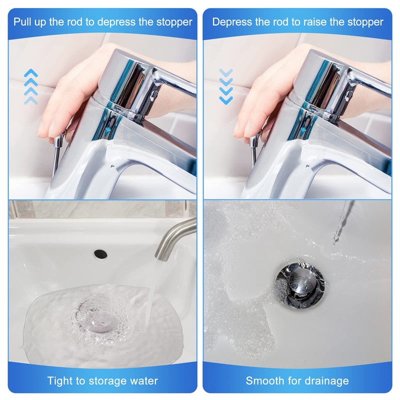 Enhon 2 Hole Pop Up Stoppers, Chrome Bathroom Sink Stopper