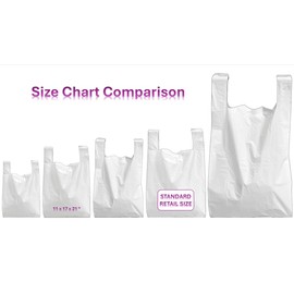 100 Pack White Plastic Carrier Bags with Handles - Standard Retail Size 11x17x21" Medium Duty 22Mu Plastic Bags - Shopping Gift Boutique Supermarket Cash N Carry Market Stall