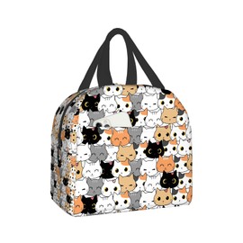 Cute Cat Lunch Bag for Women Men, Insulated Reusable Lunch Tote Bag, Large Capacity Lunch Box for Work, Leakproof Cooler Lunch Bag for Office Picnic Travel