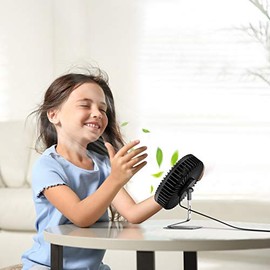 SLENPET - Ventilador de computadora USB de 6 pulgadas, 4 velocidades, ultra silencioso, ajuste de 90° para una mejor refrigeración, mini ventilador portátil de mesa de computadora, pequeño ventilador personal para oficina en casa, base de metal, negro