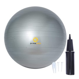 PRIMASOLE Yoga & Exercise Ball for Balance Stability Fitness Workout Pilates at Home Office & Gym with Inflator Pump. (21.7 inch Silver Gray) PSS91NH061A