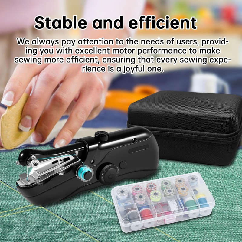 Handheld sewing machine, beginner's sewing kit with storage, two power