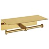 APLusee Brushed Gold Double Toilet Paper Holder with Shelf, Heavy