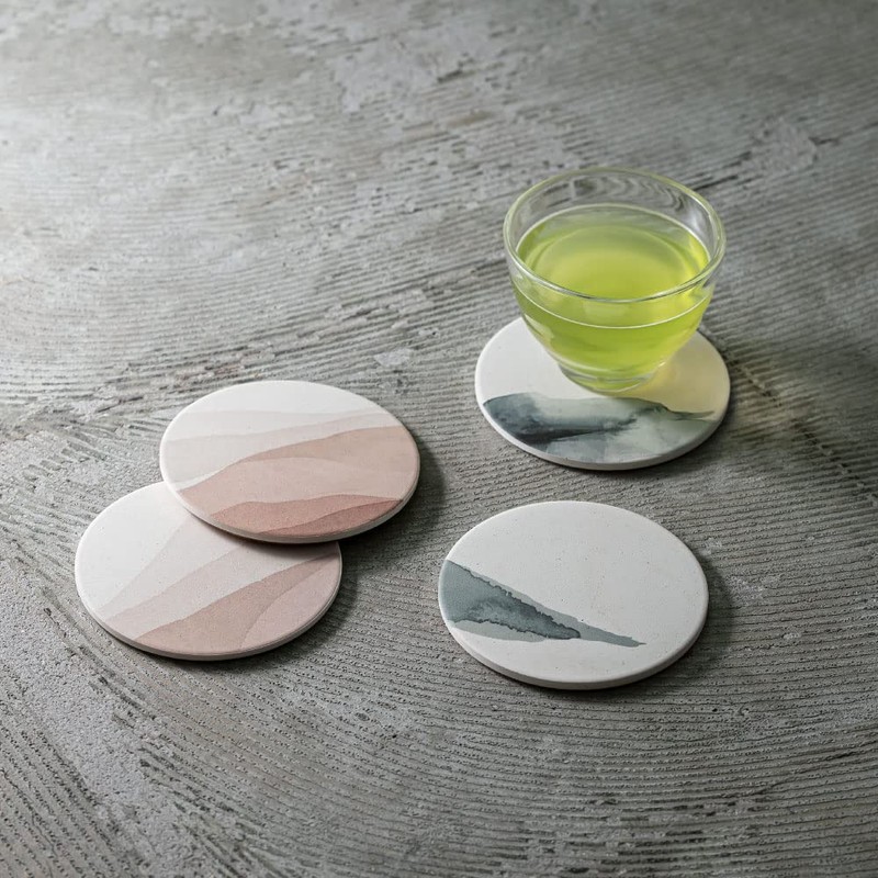 &NE NRS-288-SBBO Ceramic Diatomaceous Earth Coaster NIJIMI Suiboku Ink Board,