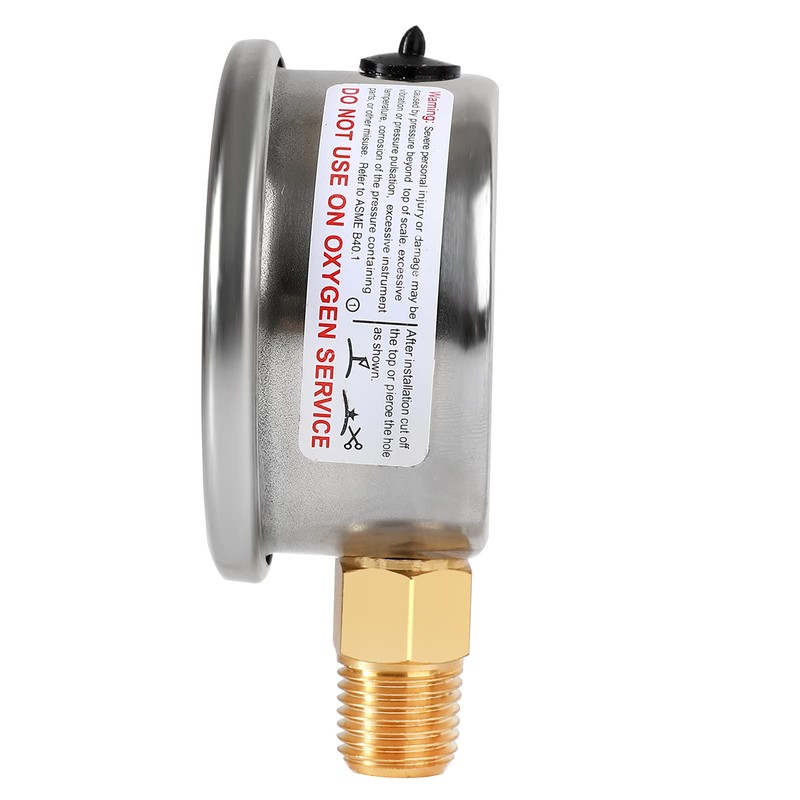 UHARBOUR Glycerin Filled Vacuum Pressure Gauge, 2-1/2" Clear dial,1/4" NPT