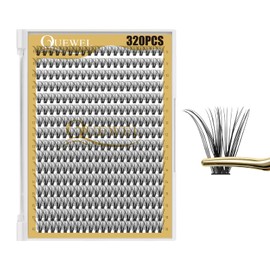QUEWEL Lash Clusters 320Pcs Cluster Lashes 30D C Curl Lash Clusters Mix9-16mm Individual Eyelashes Clusters Wispy DIY Eyelash Extension Thin Band Soft to Use at Home (30D C Mix9-16)