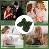 Silky Satin Hair Bows for Women 3Pcs Dark Green Hair