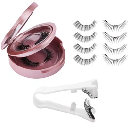 Magnetic Eyelashes with Applicator Reusable No Glue Needed Waterproof Natural Look Fake lashes Easy to Wear & Remove, Beginner Friendly (2 Pairs)