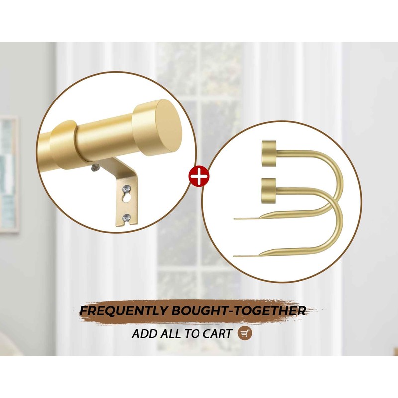 KAMANINA Curtain Holdbacks for Wall, Modern Cap Finials, Warm Gold