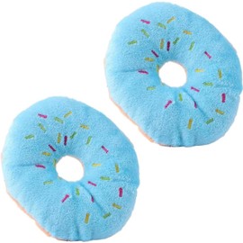 WaigN 2 Pcs Blue Donut Shape Plush Pet Toy, Lovely Donut Shaped Squeaky Squeaking Sound Toy for Pet Chew Toy Squeaky Plush Dog Toy Blueberry Chew Guard Technology Dog Squeak Toys