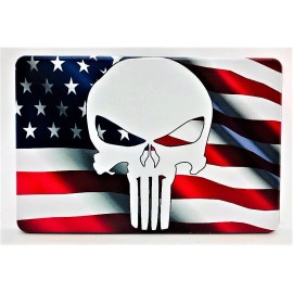American WAVY AMERICAN FLAG with PUNISHER, Aluminum Trailer Hitch plug Cover, UV, 3" X 5"