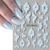 JMEOWIO 3D Embossed Yellow Flower Nail Art Stickers Decals Self-Adhesive