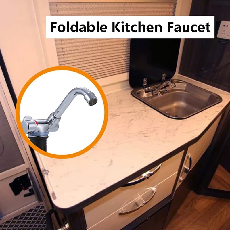 Riloer Foldable Copper Kitchen Tap, 360° Rotating Basin Tap, Cold