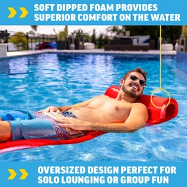 WOW Sports Dipped Foam Mat, Floating Pad for Lakes & Swimming Pools, Adult Pool Float, 6 Foot Long Versatile Mat for Yoga & Camping (Red)