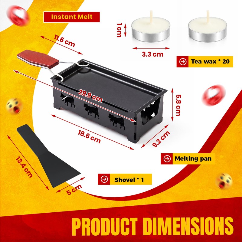 Mini Swiss Raclette Cheese Melter Set for 1-2 People