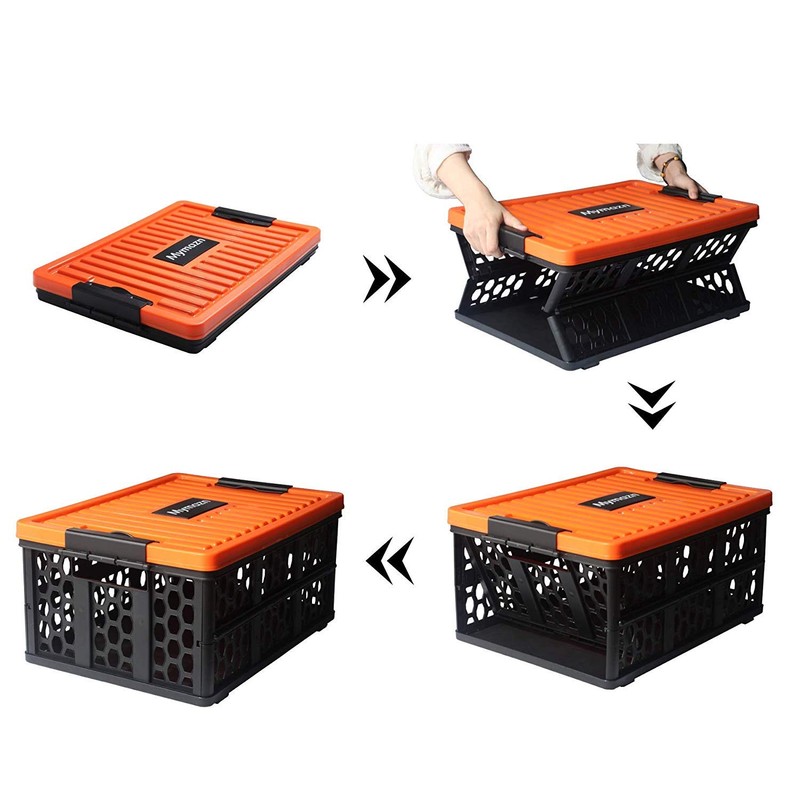 Mymazn Trunk Organizer Plastic for Car, Crate Storage Collapsible Car