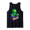 Funny Alien Playing Synth Electronic Music Space EDM Tank Top