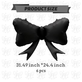 FBQ 6 Pcs Giant Black Bow Balloons Bow Theme Baby Shower Birthday Party Girls Boys Decorations Supplies