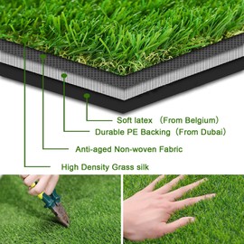 1.38" Artificial Turf Grass,5FT x 11FT Fake Grass Rug Indoor Outdoor,Realistic High-Density Sturdy Artificial Turf Carpet for Dogs Pets Garden Lawn Landscape