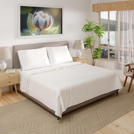 Purity Home Organic Cotton Bed Sheets Full, 100% Cotton 300 Thread Count Snow White Full Size Sheets Set, Deep Pockets Percale Sheets, Cool & Crisp, Snow White