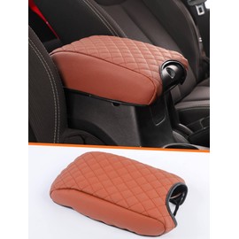 Savadicar Center Console Cover Compatible with 2011-2018 Jeep Wrangler JK JKU, Faux Leather Armrest Protector Pad for Enhanced Protection and Comfort, Interior Accessories, Brown